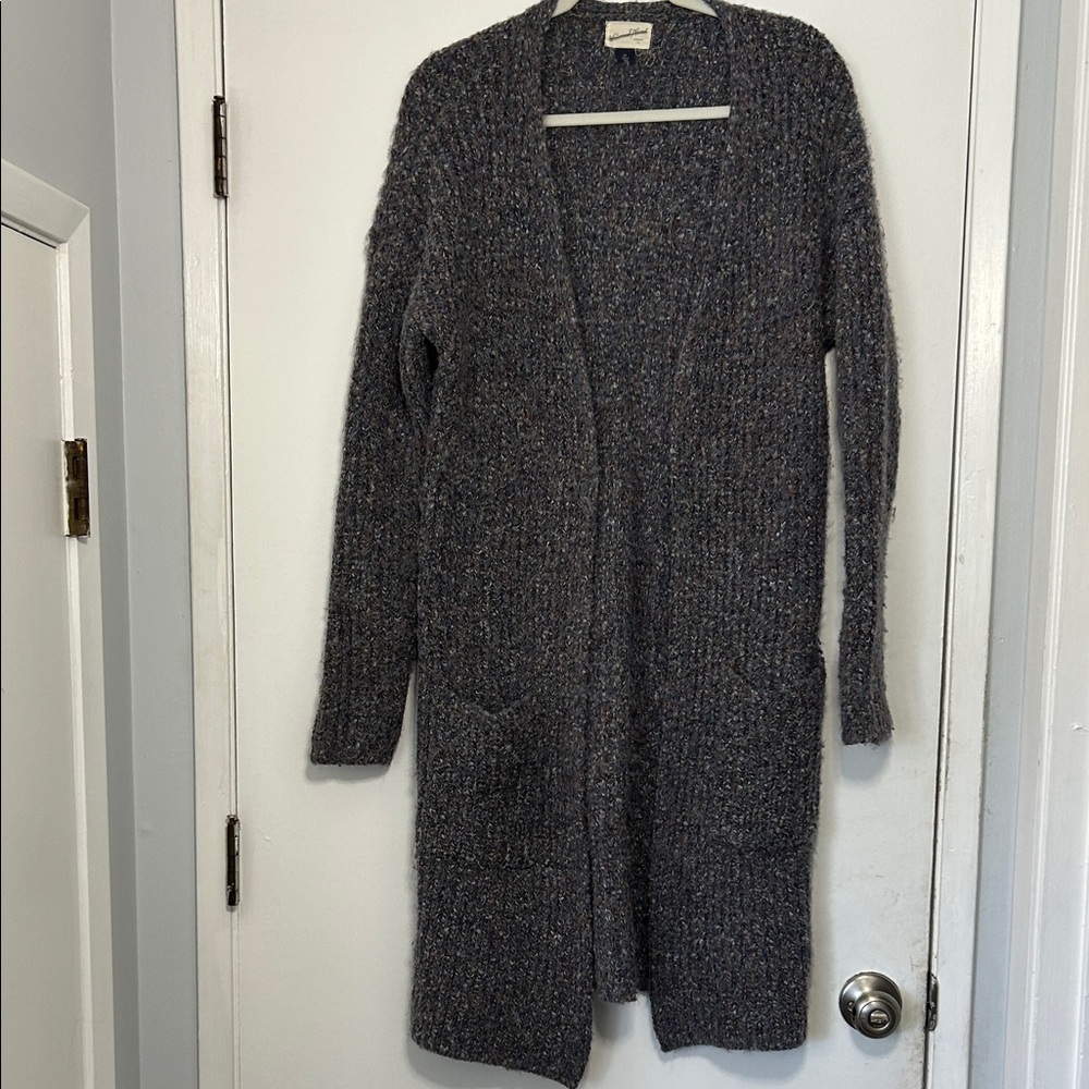 Universal Thread Women's Gray Knit Sweater Open Long Cardigan Duster